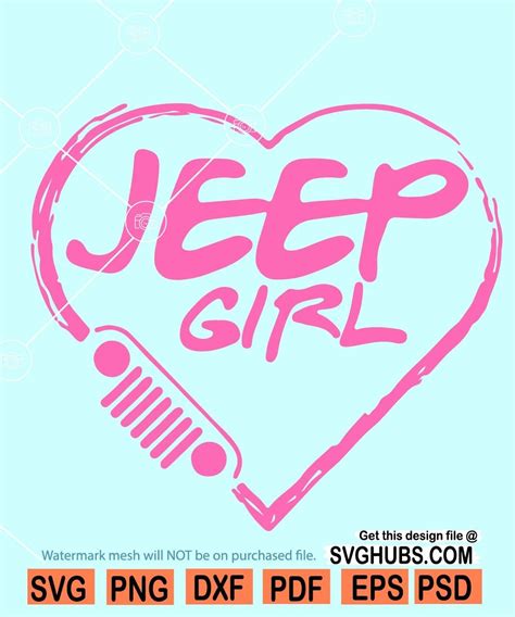 Jeep Girl Pink Heart Svg Jeep Girl Svg Jeep Girl Heart Svg