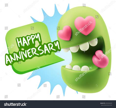 3d Rendering Emoji Saying Happy Anniversary Stock Illustration