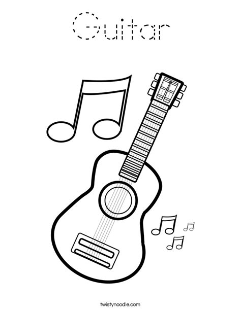 Polish your personal project or design with these music notes transparent png images, make it even more personalized and more attractive. Guitar Coloring Page - Tracing - Twisty Noodle