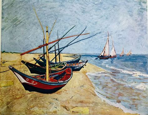 Impressionists Art Reproduction Vincent Van Gogh Fishing Boats On