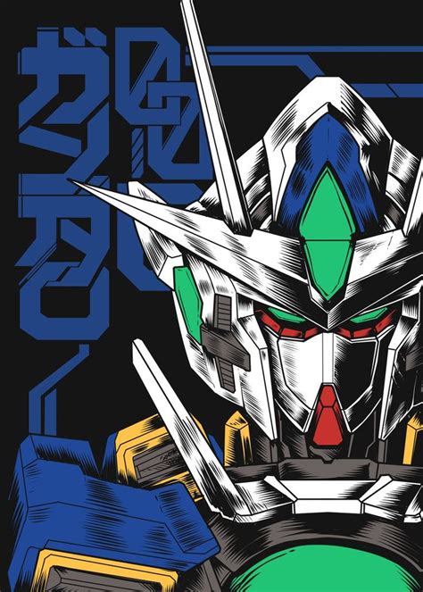 Gundam 00 Qant Poster Print By Wahyudi Artwork Displate In 2020