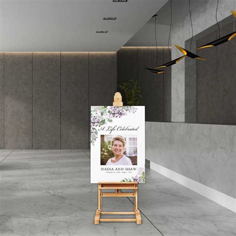Funeral Poster Template Lilac Custom Photo Celebration Of Life