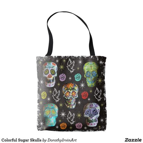 Colorful Sugar Skulls Tote Bag Tote Bag Skull Tote Bag Bags
