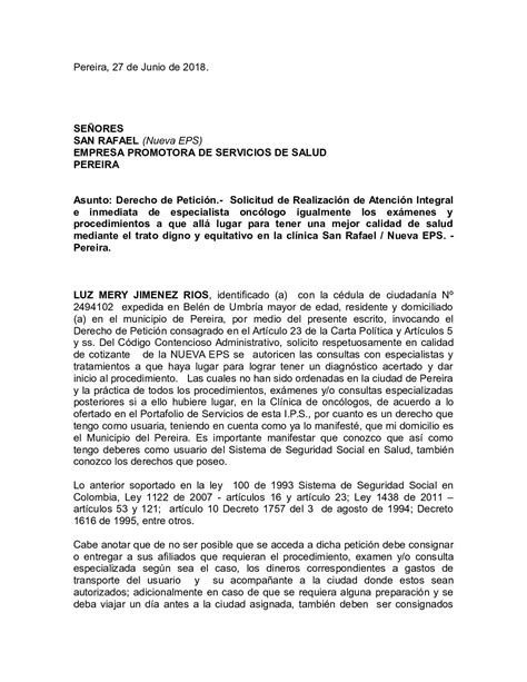 Derecho De Petecion Ejemplo De Derecho De Peticion Mexico Ejemplo