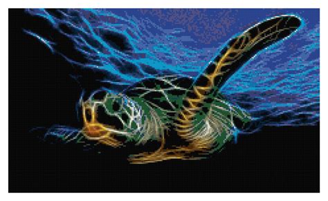 Fractal Sea Turtle Cross Stitch Printable Needlework Pattern DIY