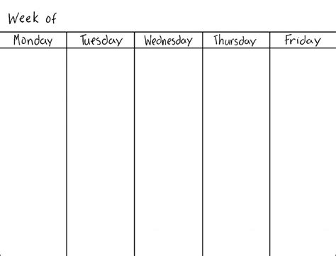 5 Day Weekly Calendar Printable Example Calendar Printable