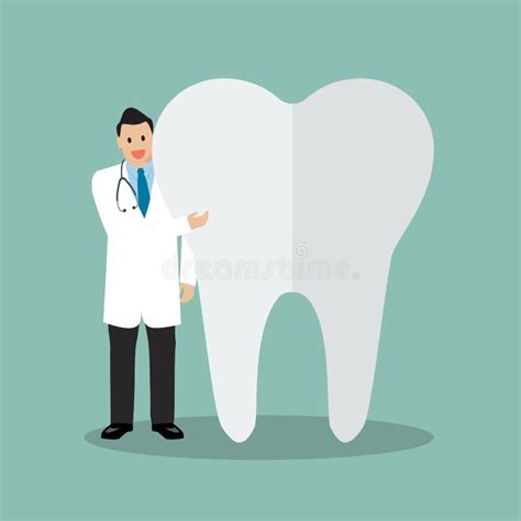 The Dentist Is Presenting A Tooth Vector Flat Cartoon Illustration