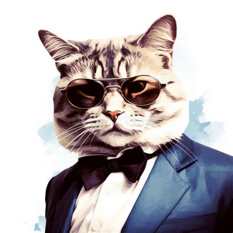 Cool Cat In A Suit Painterly Style With Hip Hop Flair Stock
