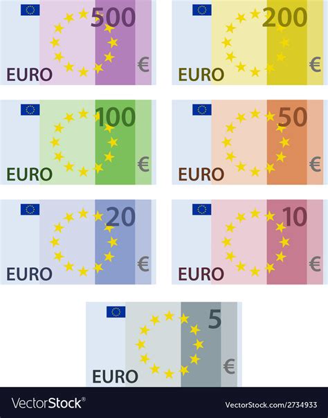 Euro Paper Bill Banknotes Royalty Free Vector Image
