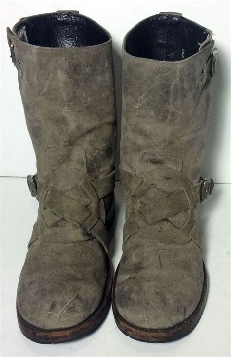 Shop with afterpay on eligible items. FRYE 87830 Engineer Cross Gray Suede Nubuck Motorcycle ...