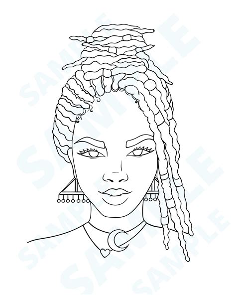 Adult Coloring Page African American Woman Black Woman Etsy The