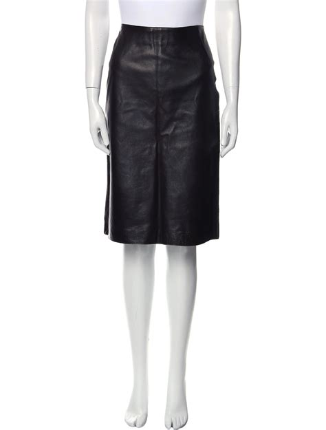Burberry Prorsum Leather Knee Length Skirt Brown Skirts Clothing