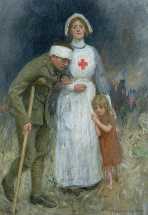 Nurse Wounded Soldier And Child Art Uk