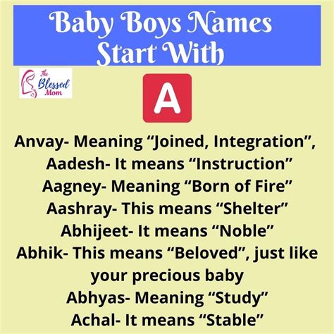 Indian Baby Names Starting With A Meaning 2021 Theblessedmom