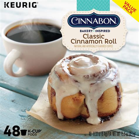 Cinnabon Classic Cinnamon Roll Flavored Coffee Keurig K Cup Pods 48 Co