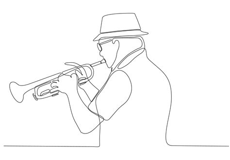 Continuous Line Man Blowing Jazz Saxophone Instrument Simple Style Hand