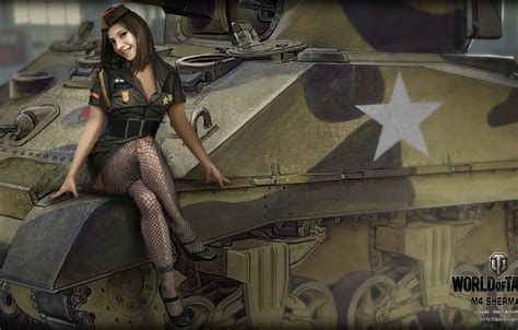 Обои девушка брюнетка танк Girl Америка танки Wot Мир танков Tank World Of Tanks Tanks