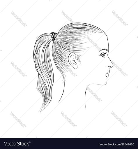 Pretty Girl Profile Young Woman Face Sketching Vector Image