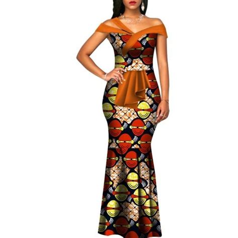 African Cotton Wax Print Clothing Women Long Mermaid Bazin X11441 Traditional African Clothing