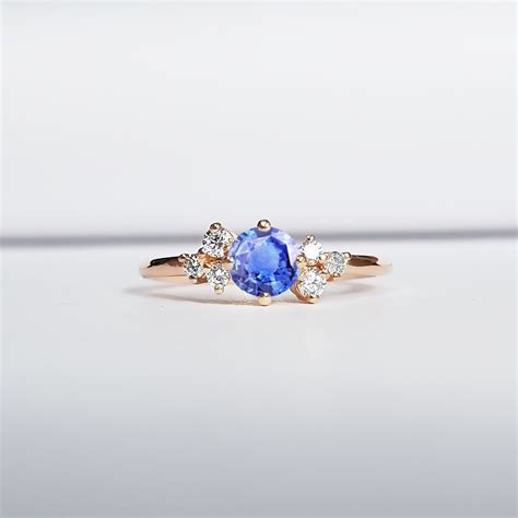 Light Blue Sapphire And Diamond Unique Engagement Ring In Etsy Uk