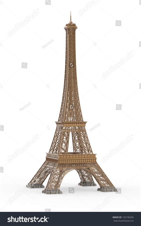 Eiffel Tower Isolated On White Background Stock Photo 132199256