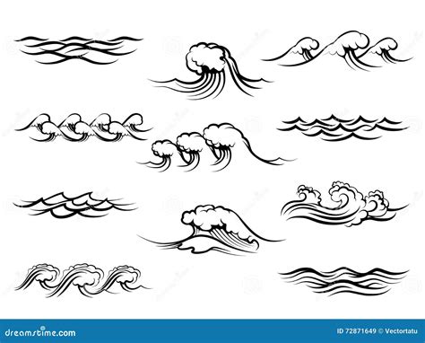 Ocean Waves Or Sea Waves Stock Vector Illustration Of Ocean 72871649