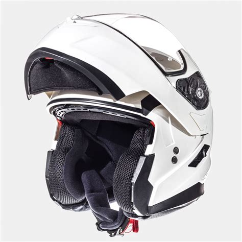 Casco Para Moto Modular Mt Flux Color Blanco Brillo En Oferta