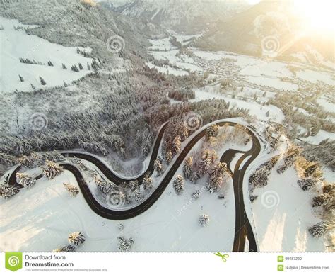 Mountain Road Winding Through The German Alps Stock Photo Image Of