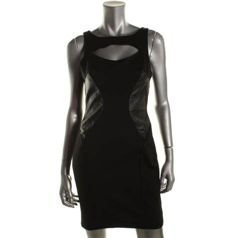 Wyatt 7567 Womens Black Faux Leather Cut Out Party Cocktail Dress Xs Bhfo