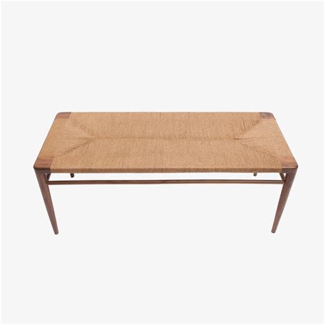 Hand Woven Rush And Walnut Bench By Smilow Furniture 44″60″ Regeneration