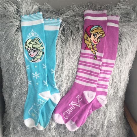 Disney Accessories Anna And Elsa Frozen Disney Kneehigh Girls Socks