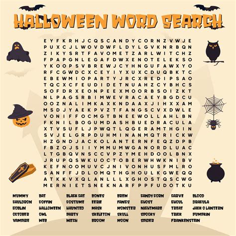 15 Best Kids Halloween Word Search Printable