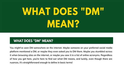 What does dm stand for meaning of dmin this youtube video you will learn the meaning of dm.{people also interested in following}:what. "DM" Meaning: What Does "DM" Mean in Texting • 7ESL