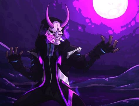 A Demonic Looking Demon Standing In Front Of A Full Moon With His Hands