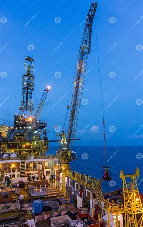 Oil And Gas Tender Platform During Drilling Stock Photo Image Of
