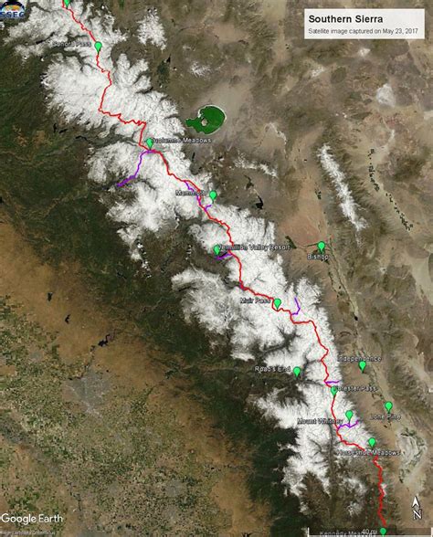 Satellite Images Show Extensive Snow Along The Pacific Crest Trail This