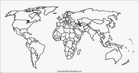 Blank World Map Outline With Printable Worksheet In Pdf