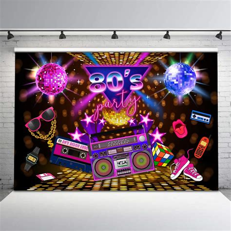 Mehofoto 80s Party Backdrop Disco Theme Retro Style Photo Backdrop 7x5
