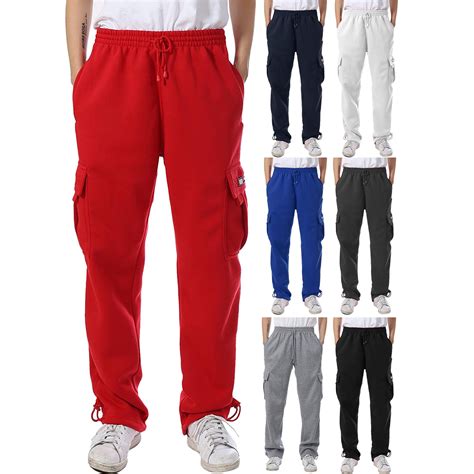 Hat And Beyond Mens Fleece Cargo Sweatpants Heavy Weight With
