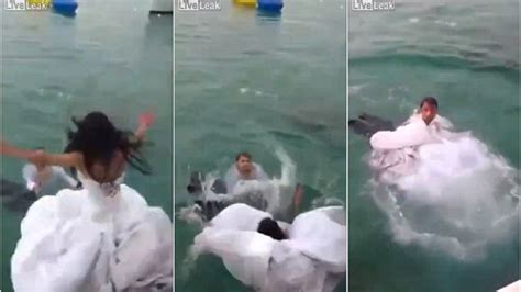 Bride Almost Drowns When Trash The Dress Stunt Goes Wrong Daily Mail Online