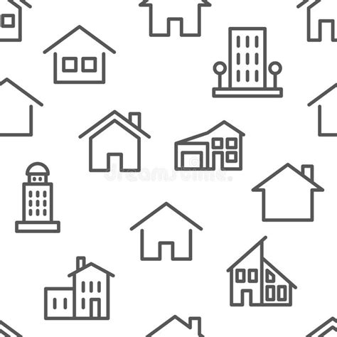 Hand Drawn House Pattern Scribble Home Village Community Textured