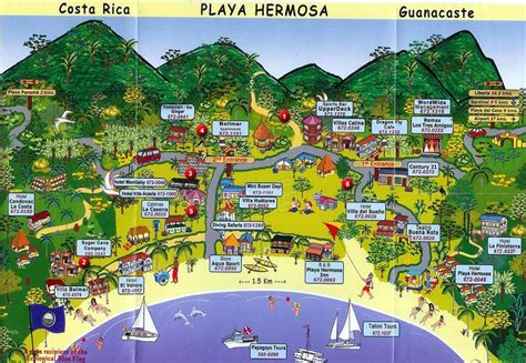 Fun Map Of Playa Hermosa Guanacaste Costa Rica Costa Rica Map Costa
