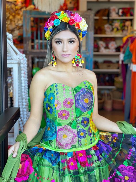 Folklore And Tradition Chiapas Corset Silk Dress Chiapas Folklorico