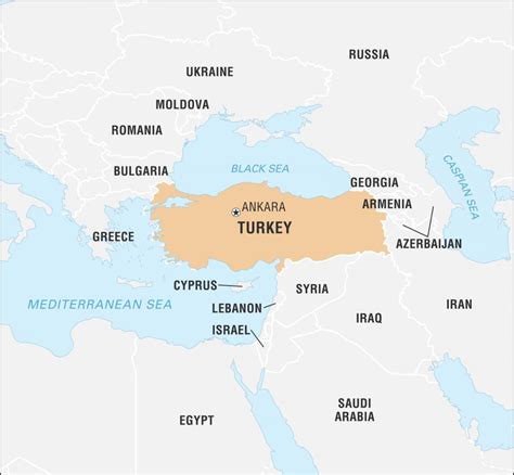 Map Of Turkey And Surrounding Countries Asia Foremost Notable
