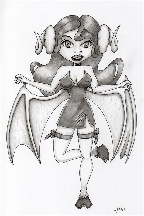 Devil Woman 05 Pencil Sketch And Ink Cute Pin Up By Ally Man On Deviantart