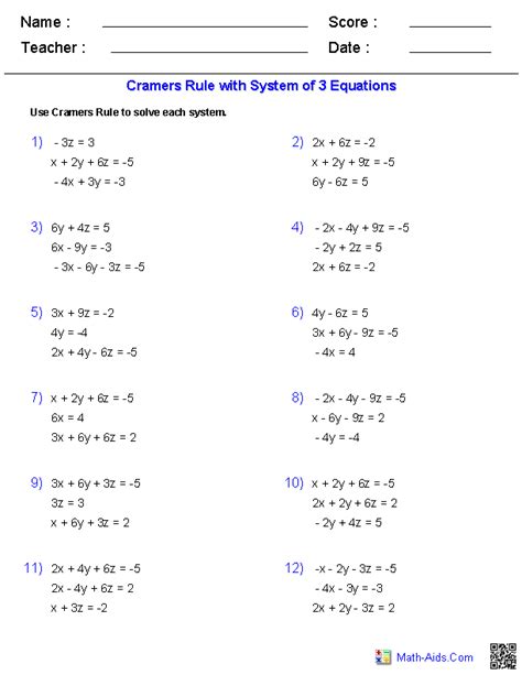 Matrix Basics Worksheet Answers