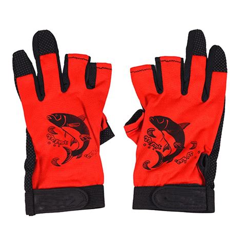 1 Pair 3 Fingerless Fishing Gloves Breathable Quick Drying Anti Slip