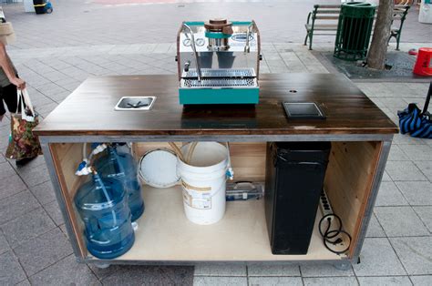 I've seen vendors with a table and 4 airpots get the job done. Mobile espresso cart and equipment for sale!