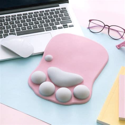 Cat paw mouse pad with wrist rest, prevent carpal tunnel syndrome подробнее. Kawaii Big Cat Paw Mouse Pad in Pink | Rainbow Cabin