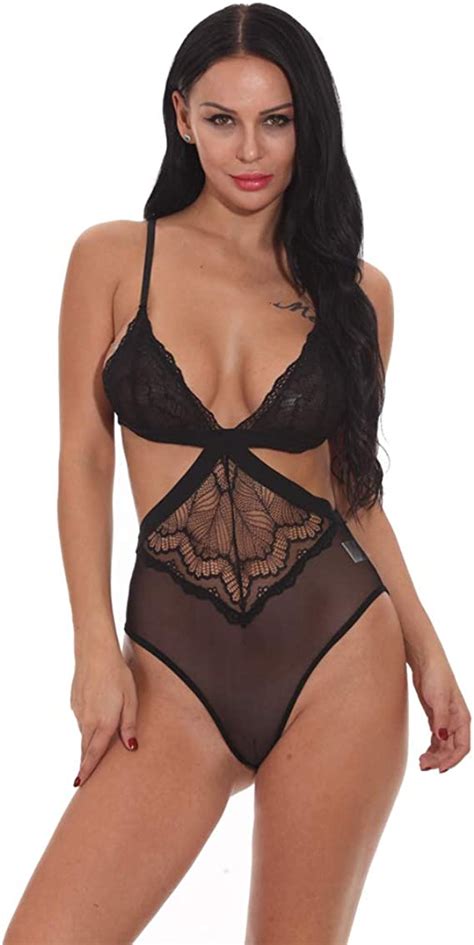 Embryform Damen Tiefer V Ausschnitt Lingerie Bodysuit Damen Nachtwäsche